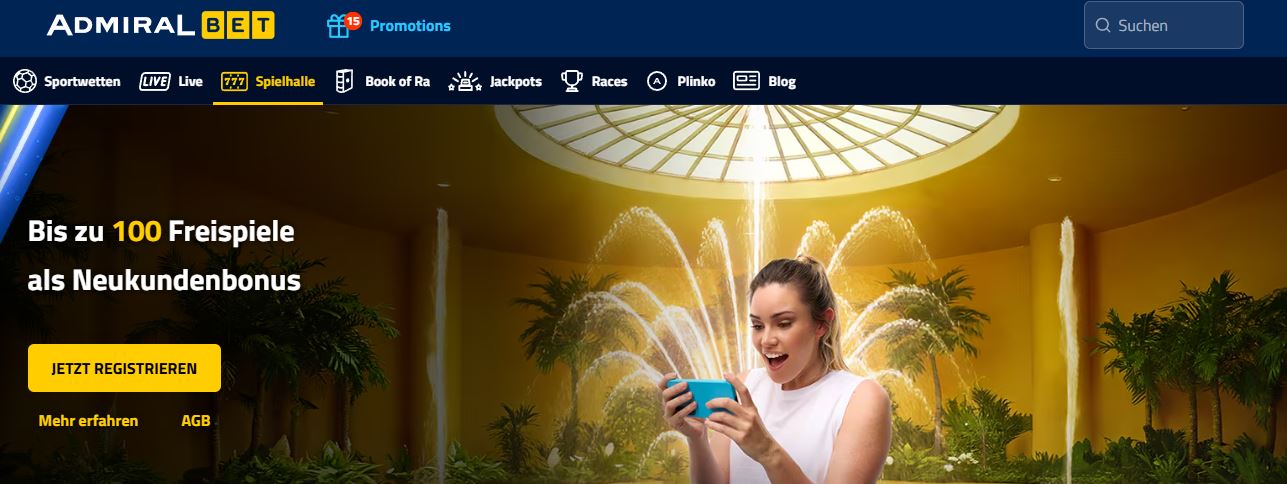Hole dir bis zu 100 Freispiele als Neukundenbonus bei Admiral 