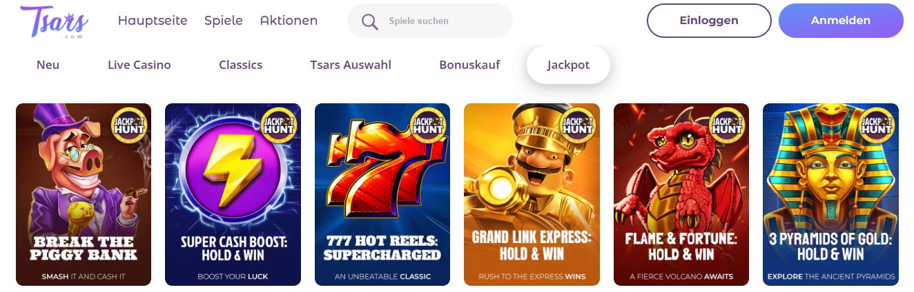 Entdecke Jackpot-Spiele und klassische Automaten im Online Casino