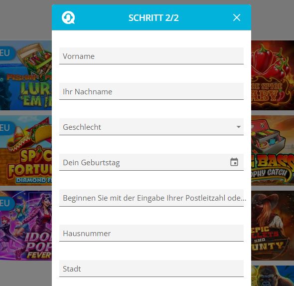 Tragen Sie Ihre persönlichen Angaben wie Vorname, Nachname und Geburtsdatum in das Registrierungsformular