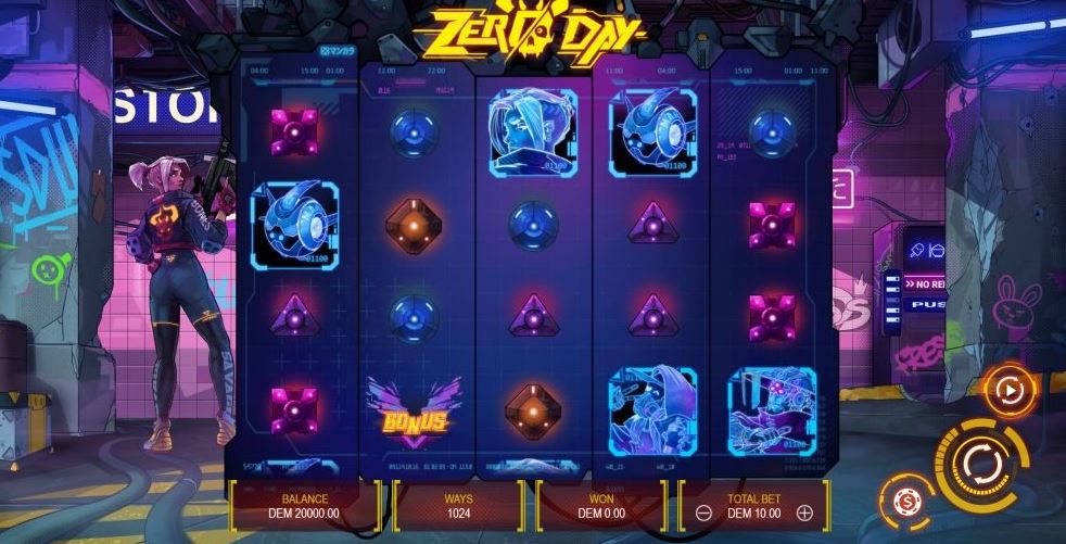 Drehe die Walzen im Zero Day Slot und löse den Bonus mit 1024 Gewinnwegen aus 
